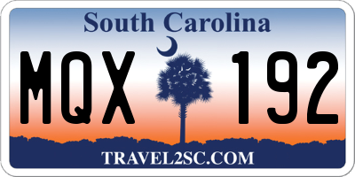 SC license plate MQX192