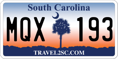 SC license plate MQX193