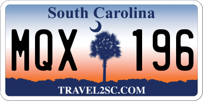 SC license plate MQX196