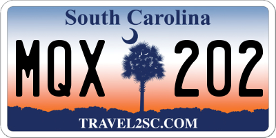 SC license plate MQX202