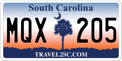 SC license plate MQX205