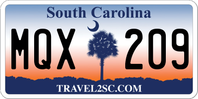 SC license plate MQX209