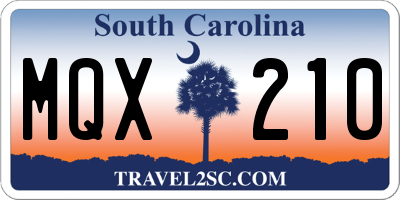 SC license plate MQX210