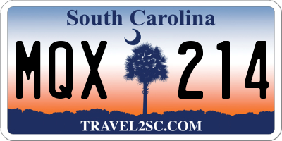SC license plate MQX214