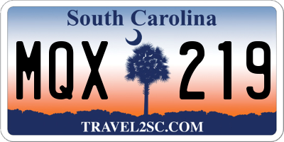 SC license plate MQX219