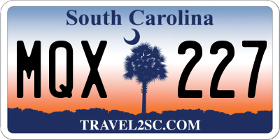 SC license plate MQX227