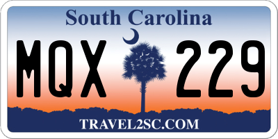 SC license plate MQX229