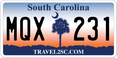 SC license plate MQX231