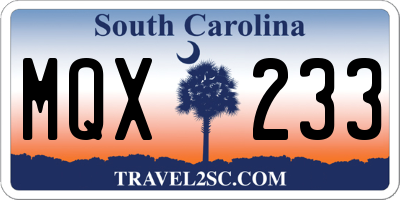 SC license plate MQX233