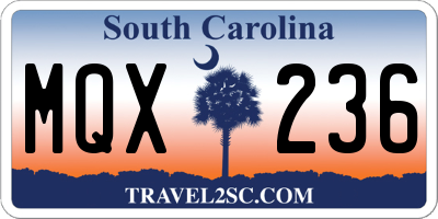 SC license plate MQX236