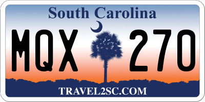 SC license plate MQX270