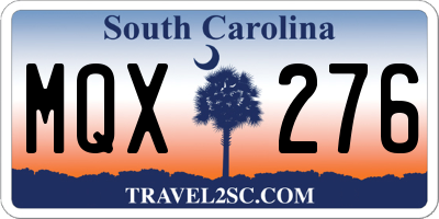 SC license plate MQX276