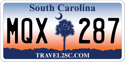 SC license plate MQX287