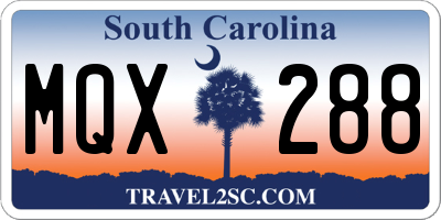SC license plate MQX288