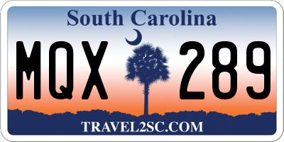 SC license plate MQX289