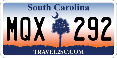 SC license plate MQX292