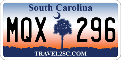 SC license plate MQX296
