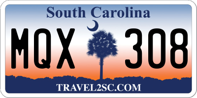 SC license plate MQX308