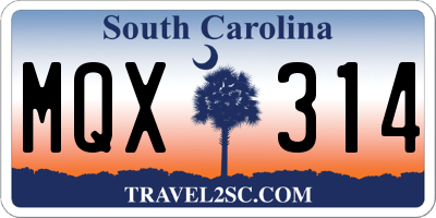 SC license plate MQX314