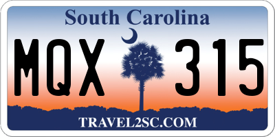 SC license plate MQX315