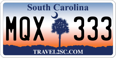SC license plate MQX333