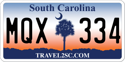 SC license plate MQX334