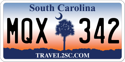 SC license plate MQX342