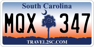 SC license plate MQX347