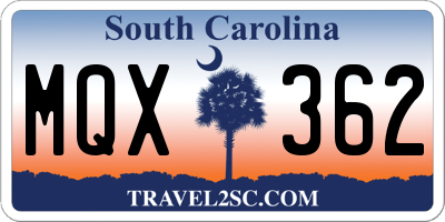 SC license plate MQX362