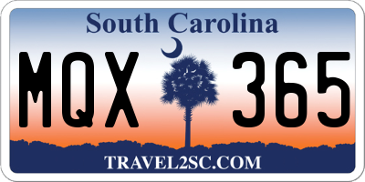 SC license plate MQX365