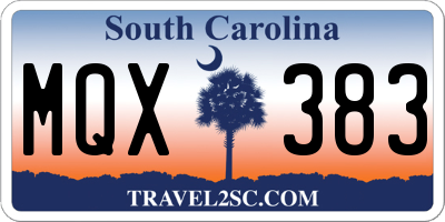 SC license plate MQX383