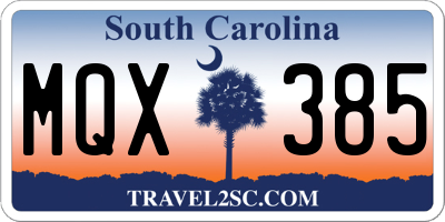 SC license plate MQX385