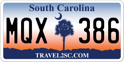 SC license plate MQX386