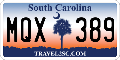 SC license plate MQX389