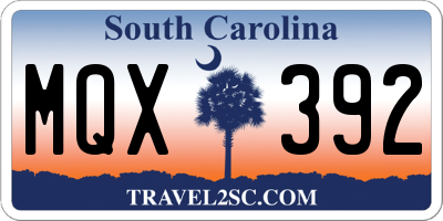 SC license plate MQX392