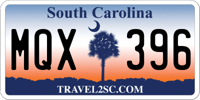 SC license plate MQX396