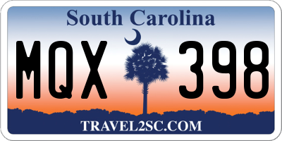 SC license plate MQX398