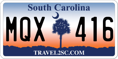 SC license plate MQX416