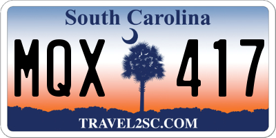 SC license plate MQX417