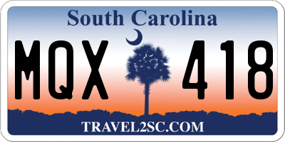 SC license plate MQX418