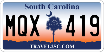 SC license plate MQX419