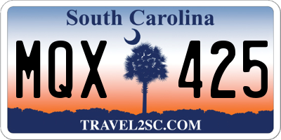 SC license plate MQX425