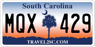 SC license plate MQX429