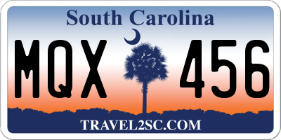 SC license plate MQX456