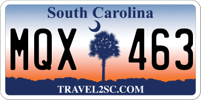 SC license plate MQX463