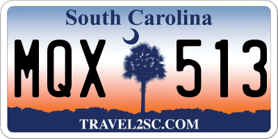 SC license plate MQX513