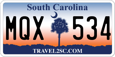 SC license plate MQX534