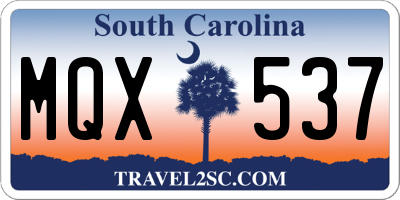 SC license plate MQX537