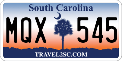 SC license plate MQX545