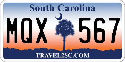SC license plate MQX567